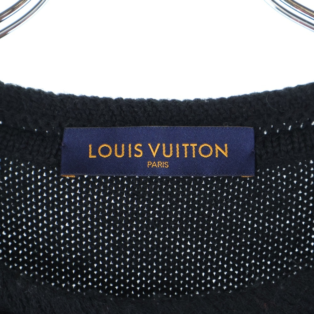 LOUIS VUITTON(ルイヴィトン) 19AW バーコード ロゴ ジャガード ウール クルーネック プルオーバー 長袖ニット セーター ブラック RM192M NOL HHN04W