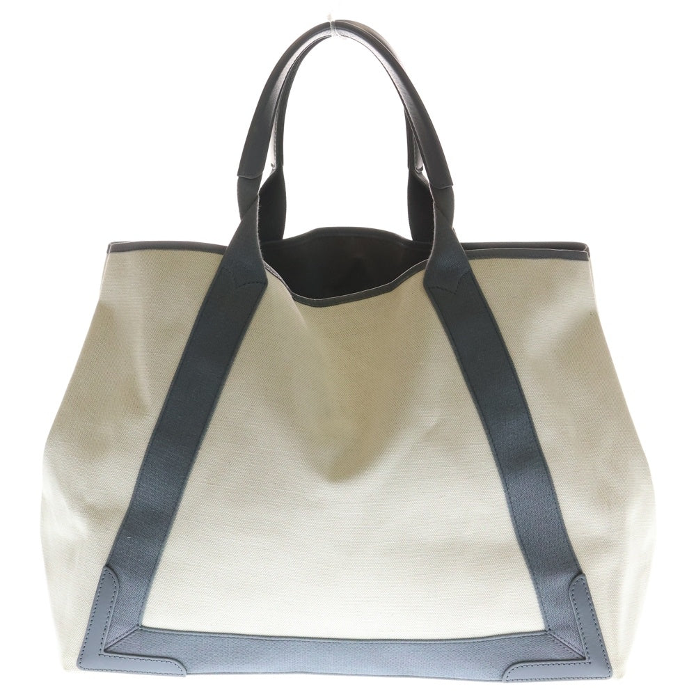 BALENCIAGA(バレンシアガ) ネイビーカバスM トートバッグ ハンドバッグ グレー×ホワイト キャンバス×レザー 339936 シルバー金具