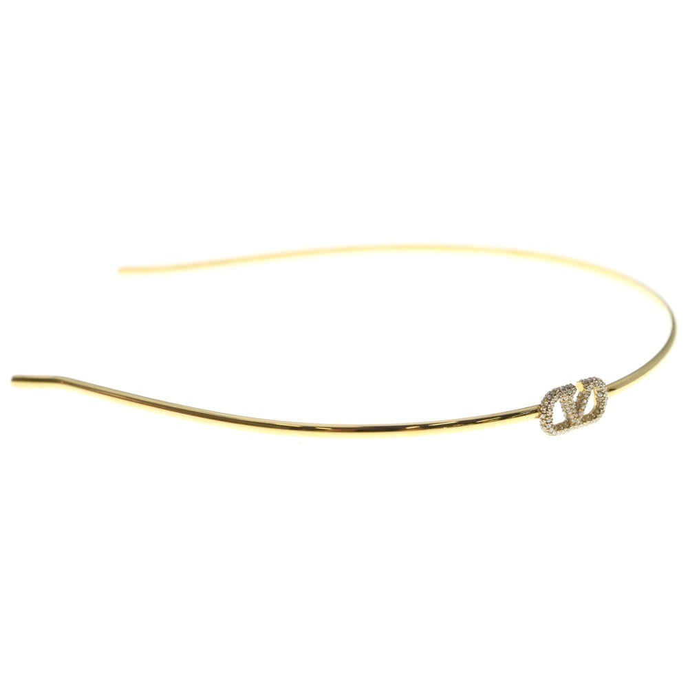 Valentino Giuliattini(ヴァレンチノ ジュリアティー二) Vロゴ シグネチャー メタル スワロフスキークリスタル カチューシャ ヘアバンド ゴールド レディース