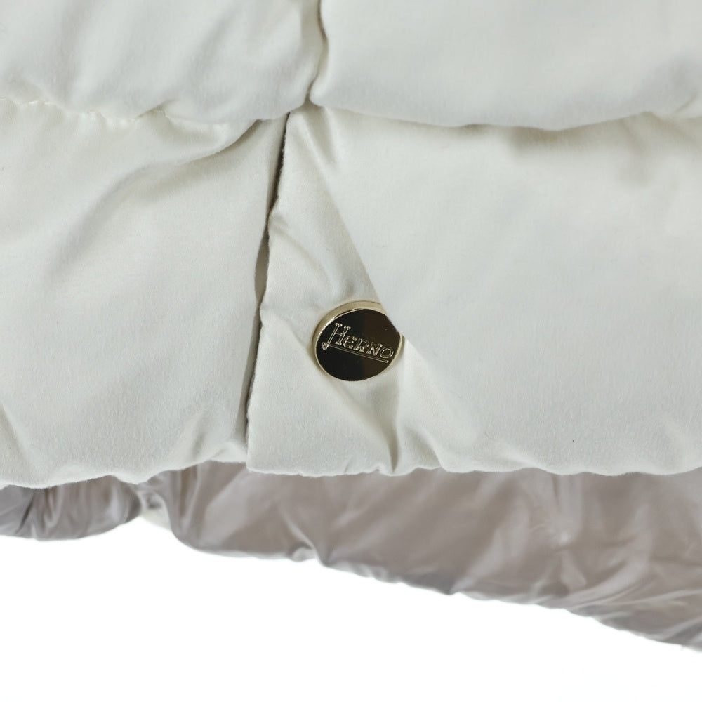 HERNO(ヘルノ) ファー フーデッド ジップアップ ダウンジャケット ホワイト レディース PI0835D-12198-1100