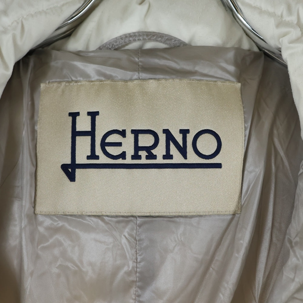 HERNO(ヘルノ) ファー フーデッド ジップアップ ダウンジャケット ホワイト レディース PI0835D-12198-1100
