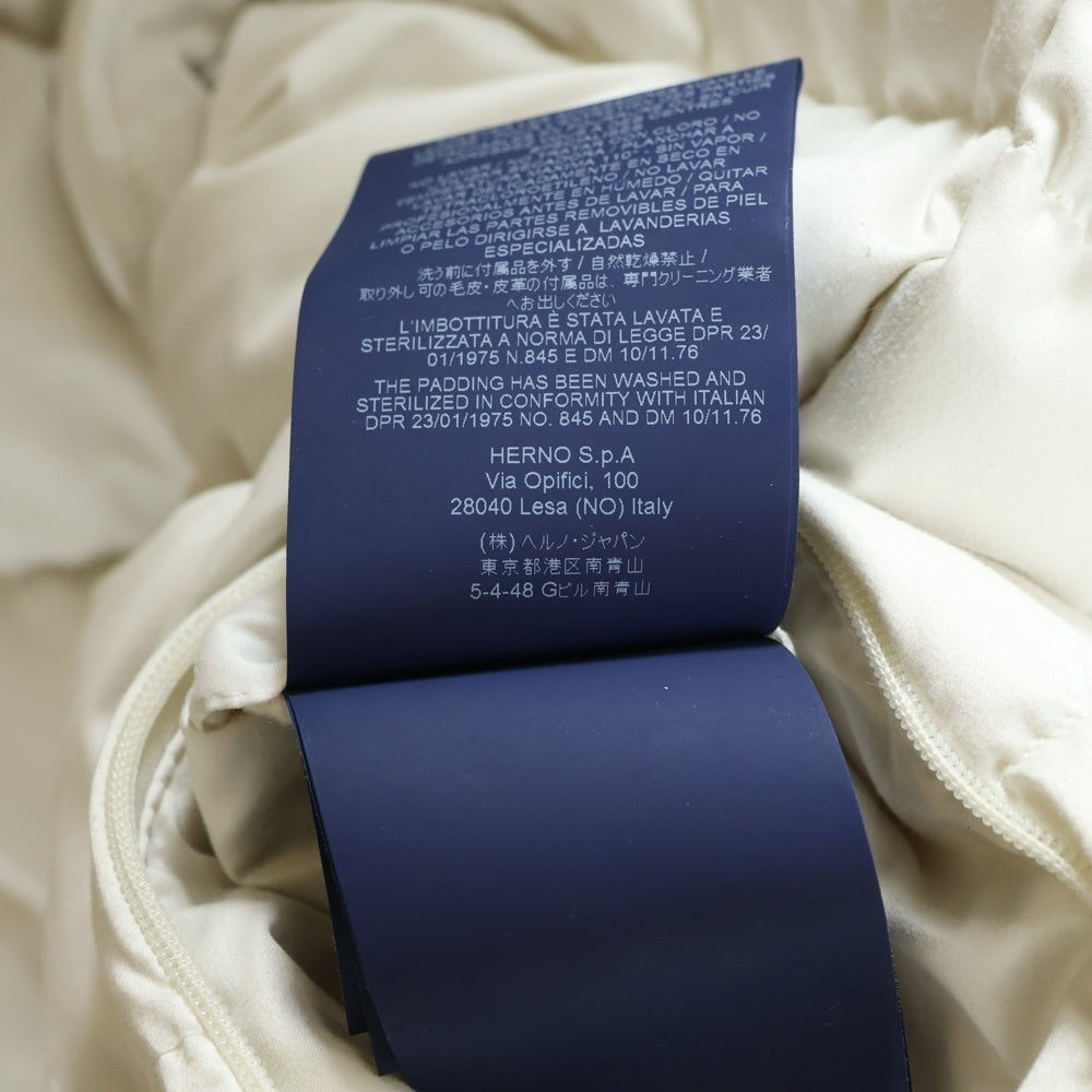 HERNO(ヘルノ) ファー フーデッド ジップアップ ダウンジャケット ホワイト レディース PI0835D-12198-1100