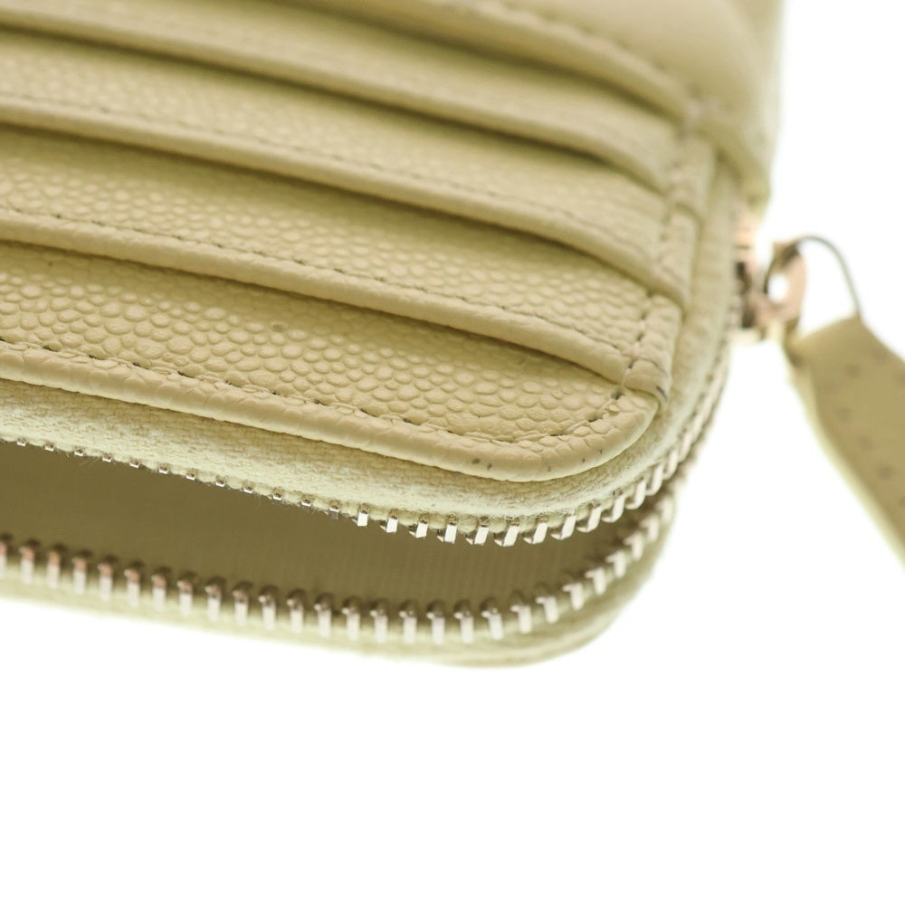 CHANEL(シャネル) マトラッセ フラグメントケース カードケース 小物入れ 財布 パステルイエロー キャビアスキン AP2061 ゴールド金具