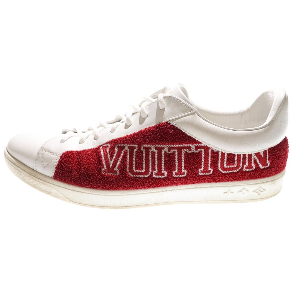 LOUIS VUITTON(ルイヴィトン) ルクセンブルグライン ロゴ刺繍 パイル レザー レースアップ ローカットシューズ スニーカー ホワイト/レッド/ブルー