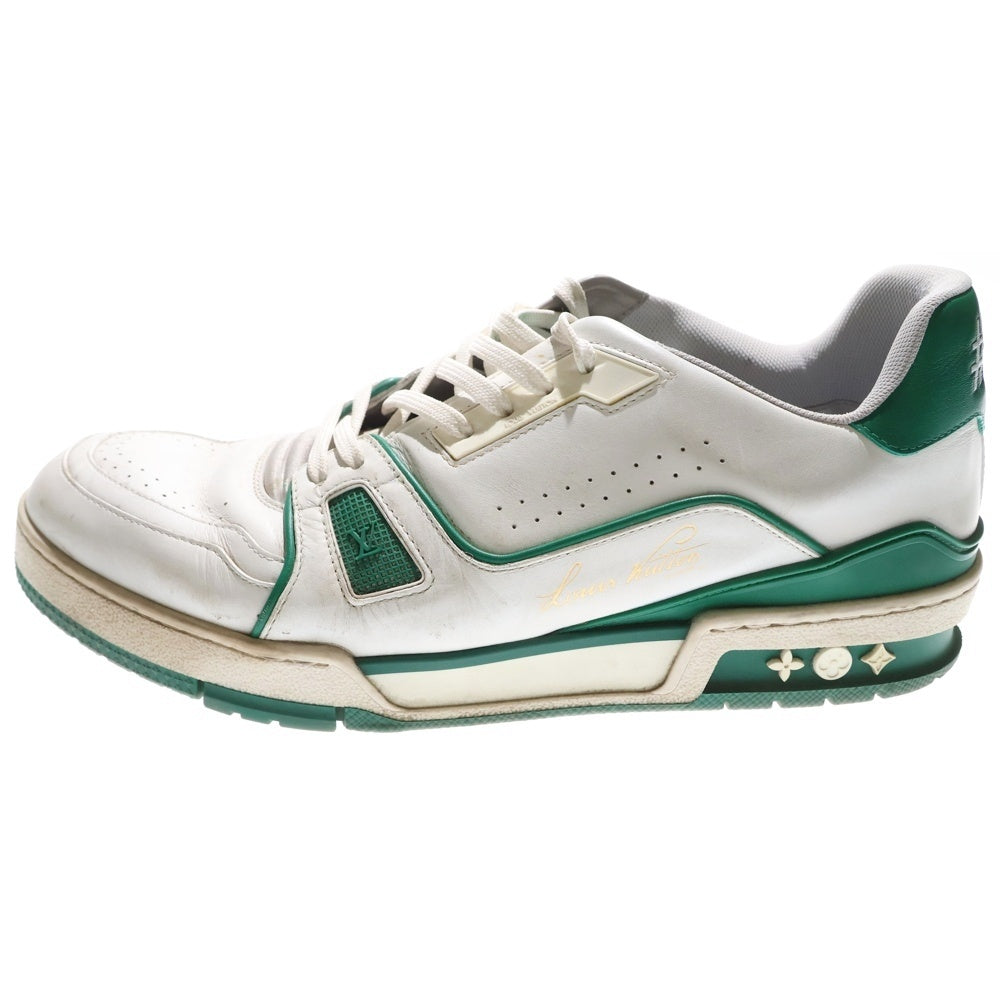 LOUIS VUITTON(ルイヴィトン) LV トレイナー ライン レザー レースアップ ローカットシューズ スニーカー ホワイト/グリーン 1ABFAU