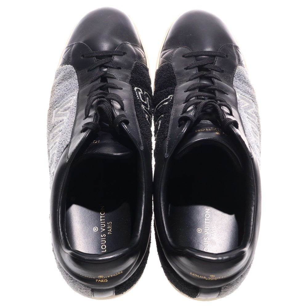 LOUIS VUITTON(ルイヴィトン) ルクセンブルグライン ロゴ刺繍 パイル レザー レースアップ ローカットシューズ スニーカー ブラック/グレー 1A4N6B