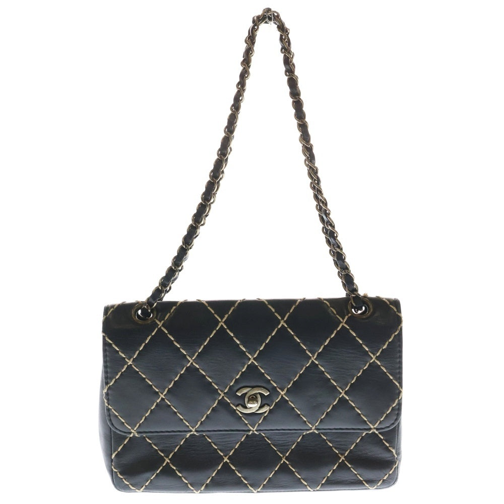 CHANEL(シャネル) シャネル ワイルドステッチ チェーンショルダーバッグ ハンドバッグ S/S ブラック シルバー金具 ラムスキン レディース