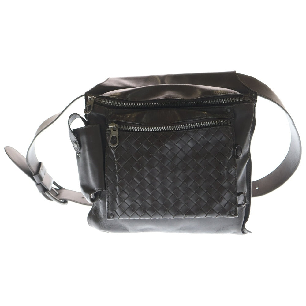 BOTTEGA VENETA(ボッテガヴェネタ) イントレチャート ウエストバッグ ボディバッグ ショルダーバッグ レザー ダークブラウン 121604 V4651