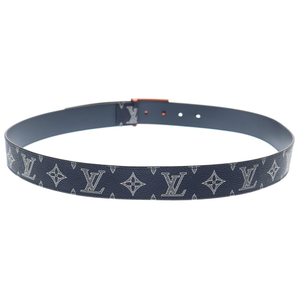 LOUIS VUITTON(ルイヴィトン) サンチュール・メトロポール モノグラム・キャンバスベルトネイビー レザー M0049T オレンジ金具