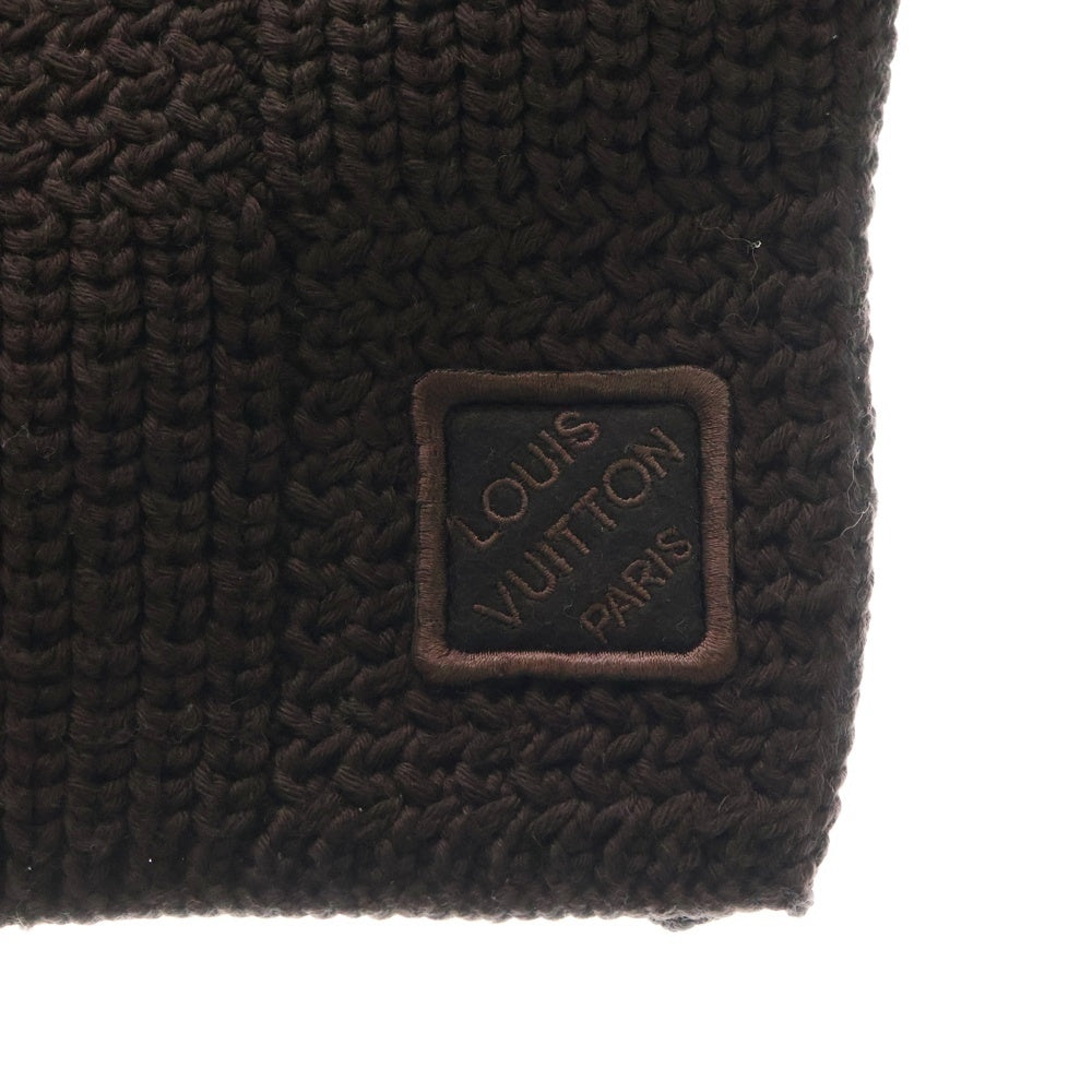 LOUIS VUITTON(ルイヴィトン) エシャルプ ダミエ ウール ニット マフラー ブラウン レディース
