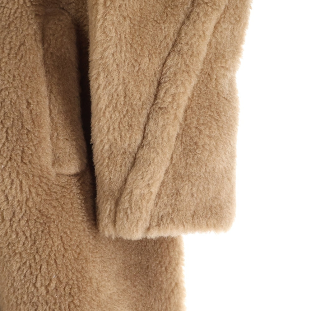 Max Mara(マックスマーラ) TEDDY テディベア シルク混 キャメル ボア ダブルブレスト チェスター ロングコート ブラウン レディース 2521016082
