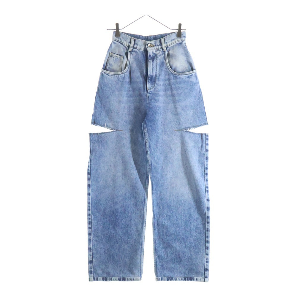 Maison Martin Margiela(メゾンマルタンマルジェラ) 23SS スラッシュディテール ワイド ストレートデニムパンツ ジーンズ インディゴ レディース S51LA0051 S30513