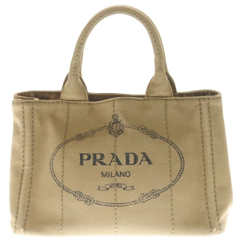 PRADA(プラダ) カナパトートバッグ ハンドバッグ ブラウン ベージュ キャンバス BG439 ゴールド金具 レディース