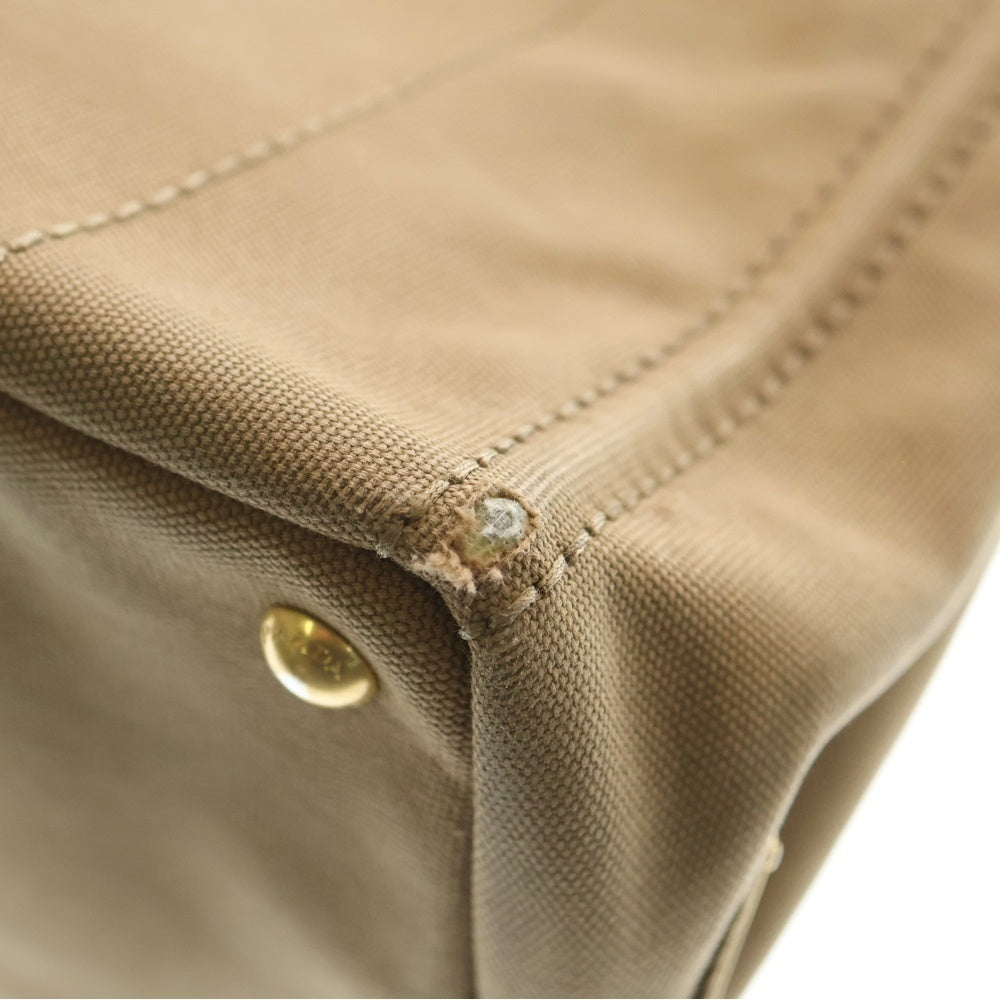 PRADA(プラダ) カナパトートバッグ ハンドバッグ ブラウン ベージュ キャンバス BG439 ゴールド金具 レディース