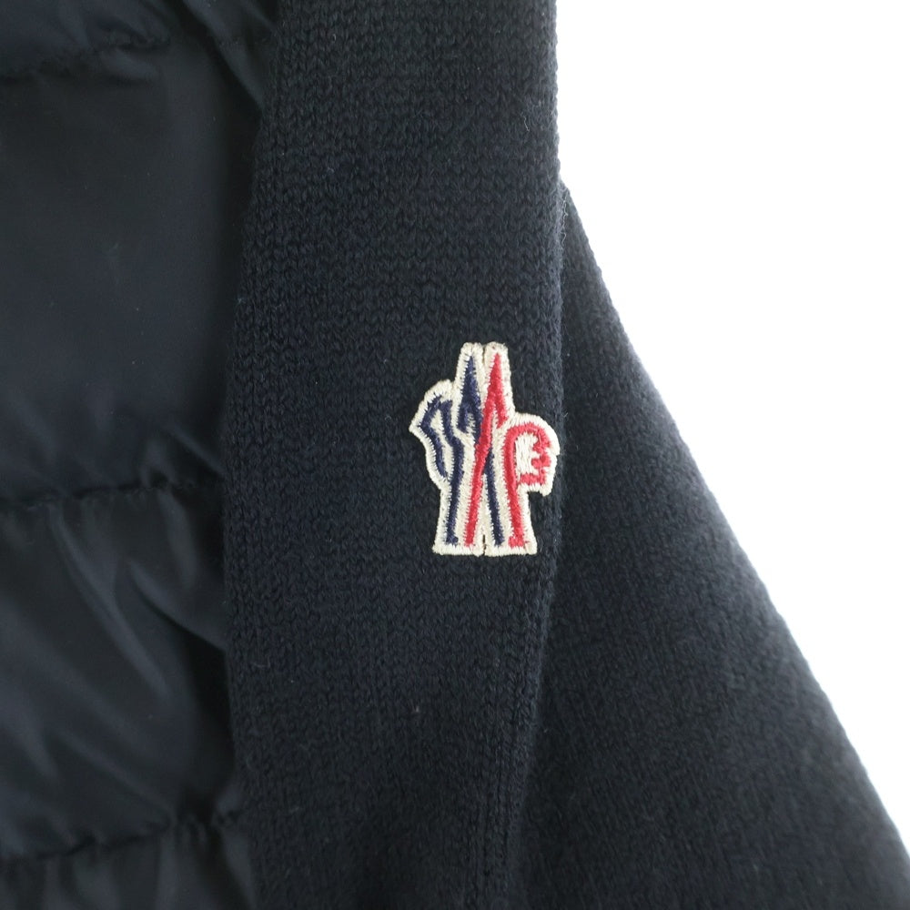 MONCLER(モンクレール) 21AW ワッペンロゴ ニット切り替え ジップアップ ダウンジャケット ブラック G20989B00010 A9462 レディース