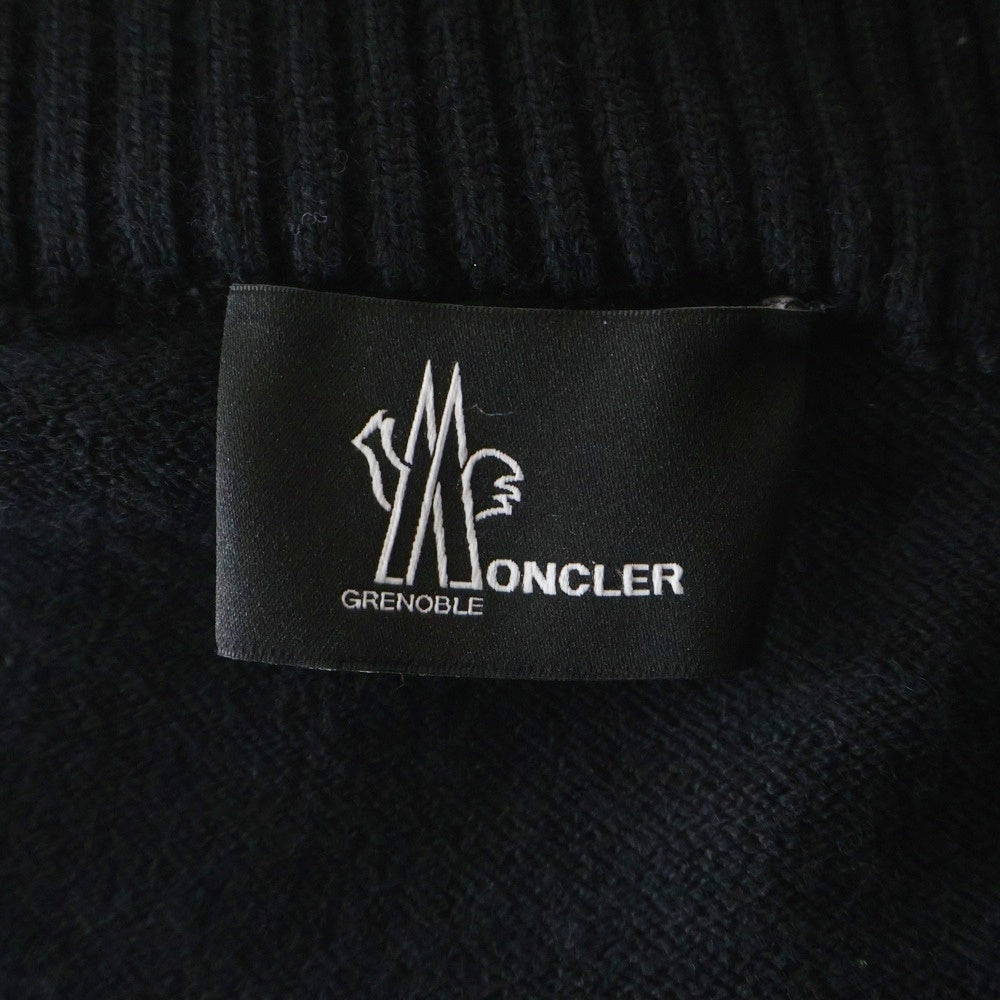 MONCLER(モンクレール) 21AW ワッペンロゴ ニット切り替え ジップアップ ダウンジャケット ブラック G20989B00010 A9462 レディース