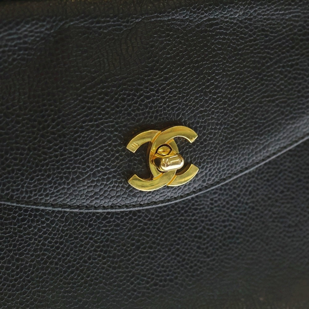 CHANEL(シャネル) ココマーク チェーントートバッグ ブラック キャビアスキン ゴールド金具