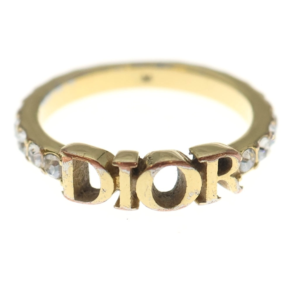 DIOR(ディオール) ロゴリング ラインストーン ゴールド GP #M レディース