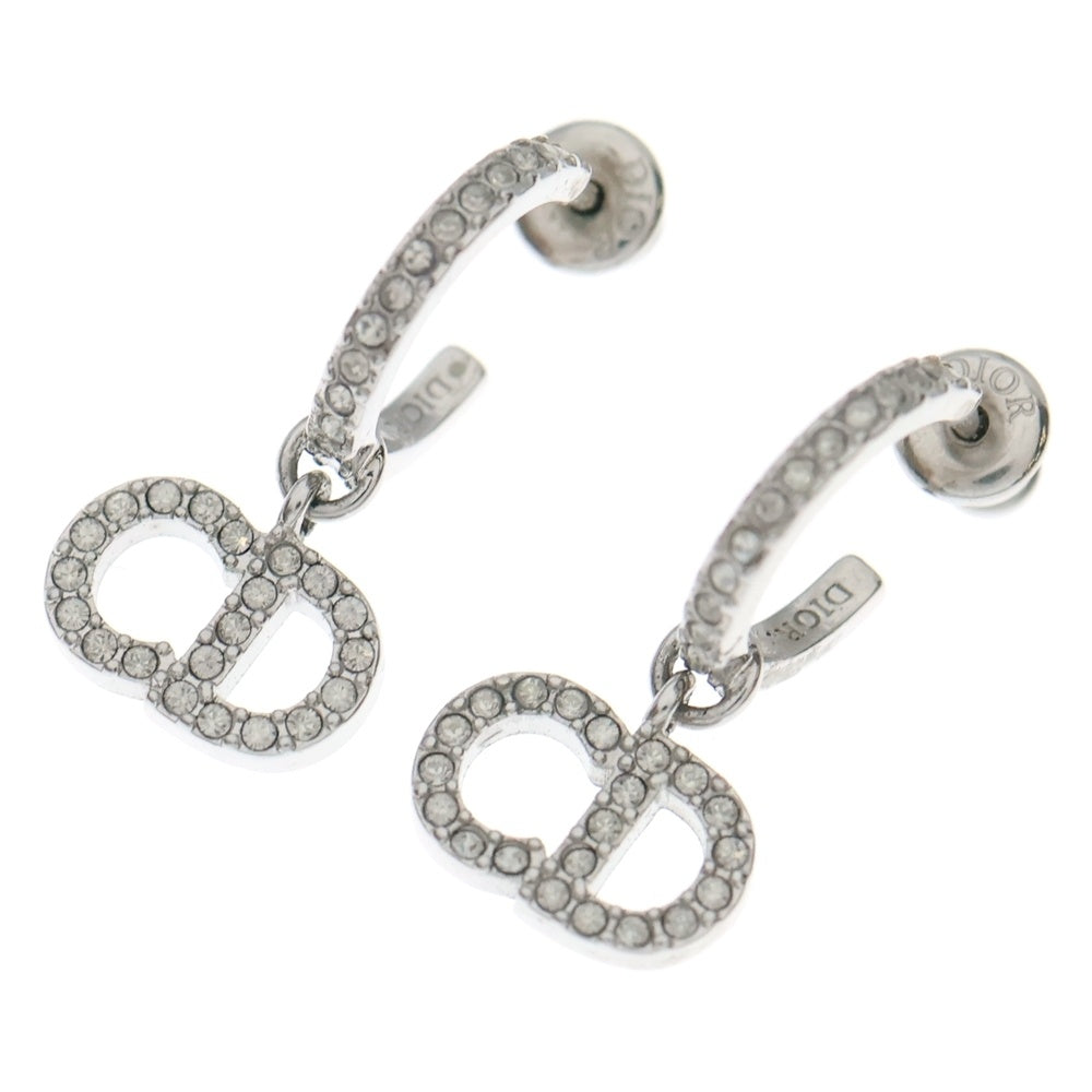 DIOR(ディオール) CDロゴ ラインストーン フープピアス シルバー GP レディース