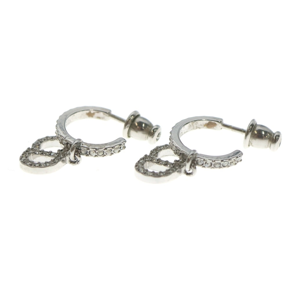 DIOR(ディオール) CDロゴ ラインストーン フープピアス シルバー GP レディース