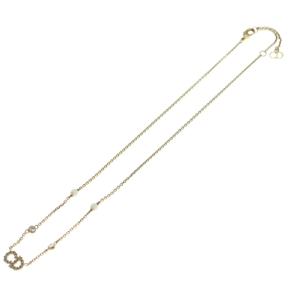 DIOR(ディオール) CDロゴ ラインストーンネックレス ペンダント チェーン ゴールド GP レディース