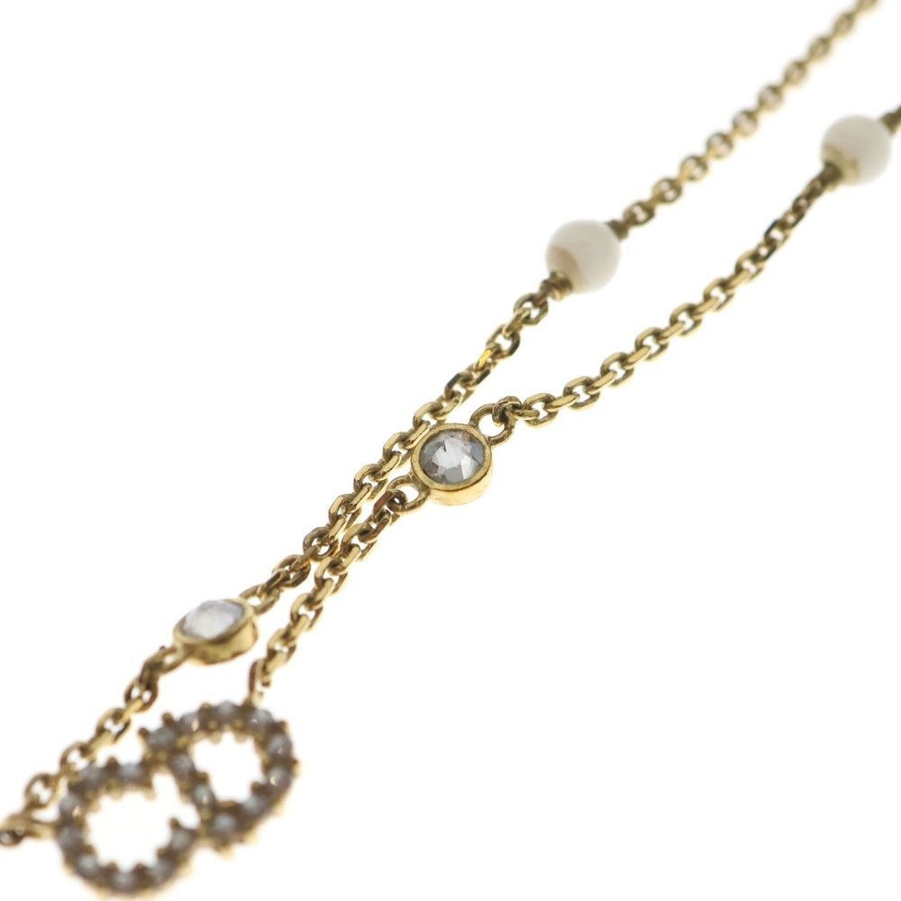 DIOR(ディオール) CDロゴ ラインストーンネックレス ペンダント チェーン ゴールド GP レディース