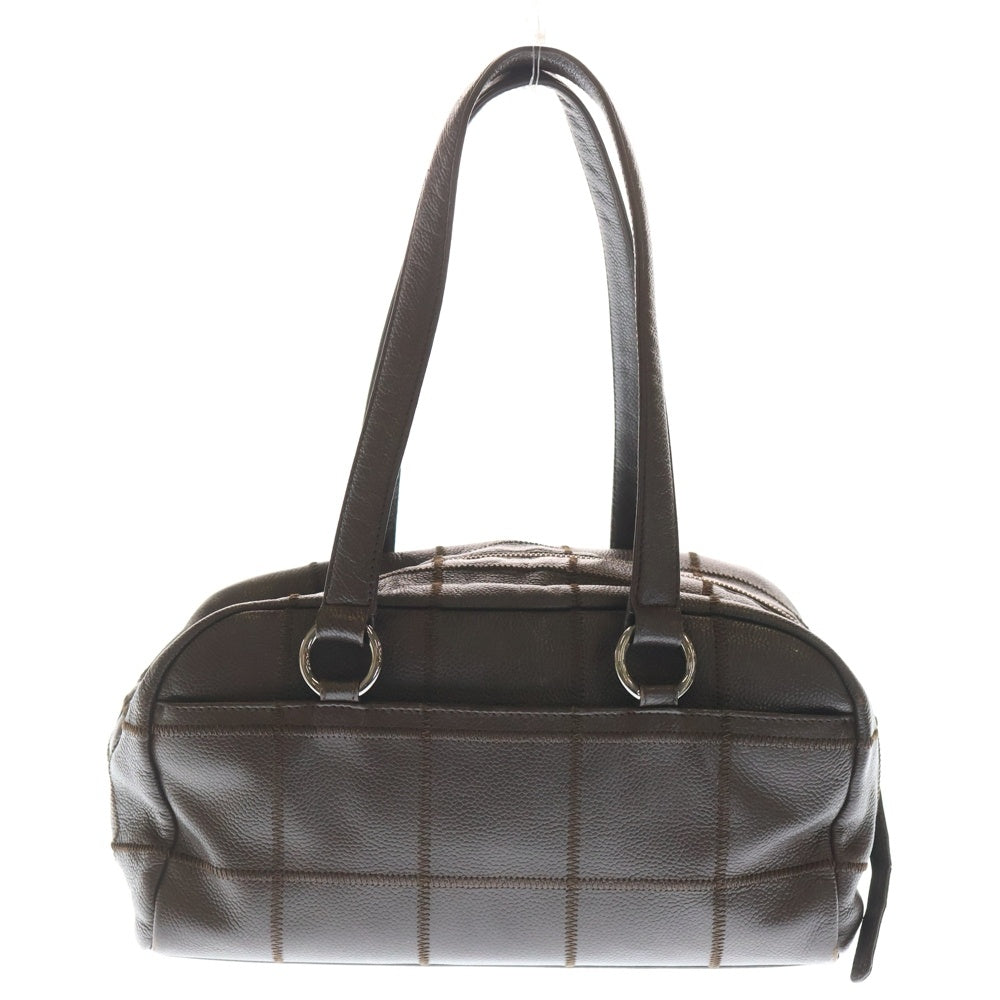 CHANEL(シャネル) チョコバー ボーリングバッグ ハンドバッグ ブラウン レザー シルバー金具 レディース