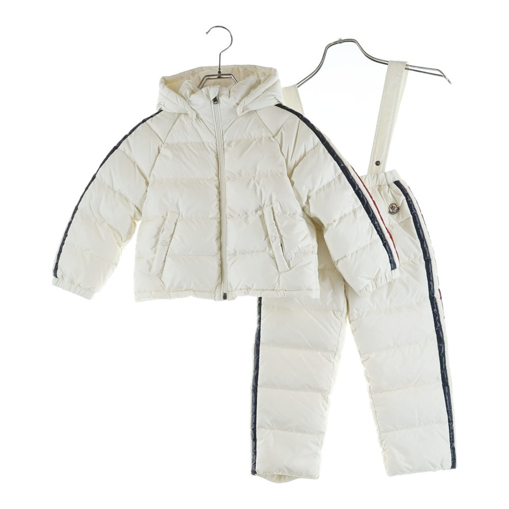 MONCLER(モンクレール) 15AW LOIC セットアップ ワッペンロゴ フーデッド ジップアップ ダウンジャケット サイドライン ダウンパンツ ホワイト キッズ A29547031105 A54654