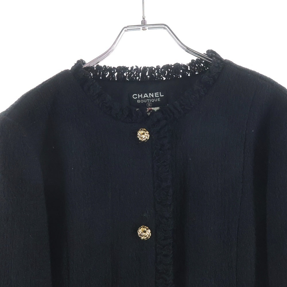 CHANEL(シャネル) カメリアボタン ツイード ノーカラー チェーン