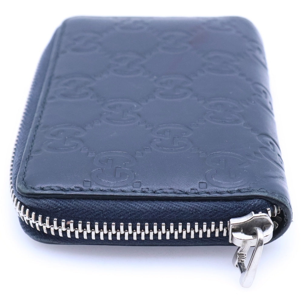 GUCCI(グッチ) GGスプリーム ラウンドファスナーカードケース コインケース ネイビー レザー シルバー金具
