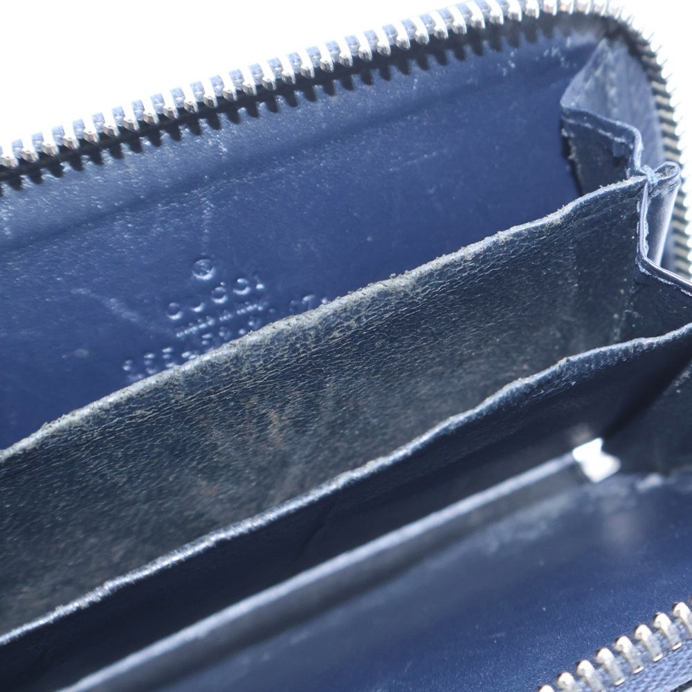 GUCCI(グッチ) GGスプリーム ラウンドファスナーカードケース コインケース ネイビー レザー シルバー金具