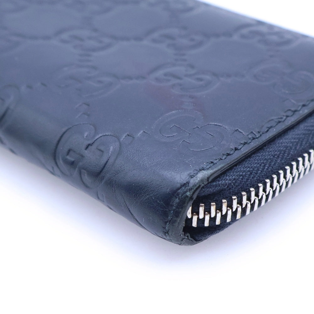 GUCCI(グッチ) GGスプリーム ラウンドファスナーカードケース コインケース ネイビー レザー シルバー金具