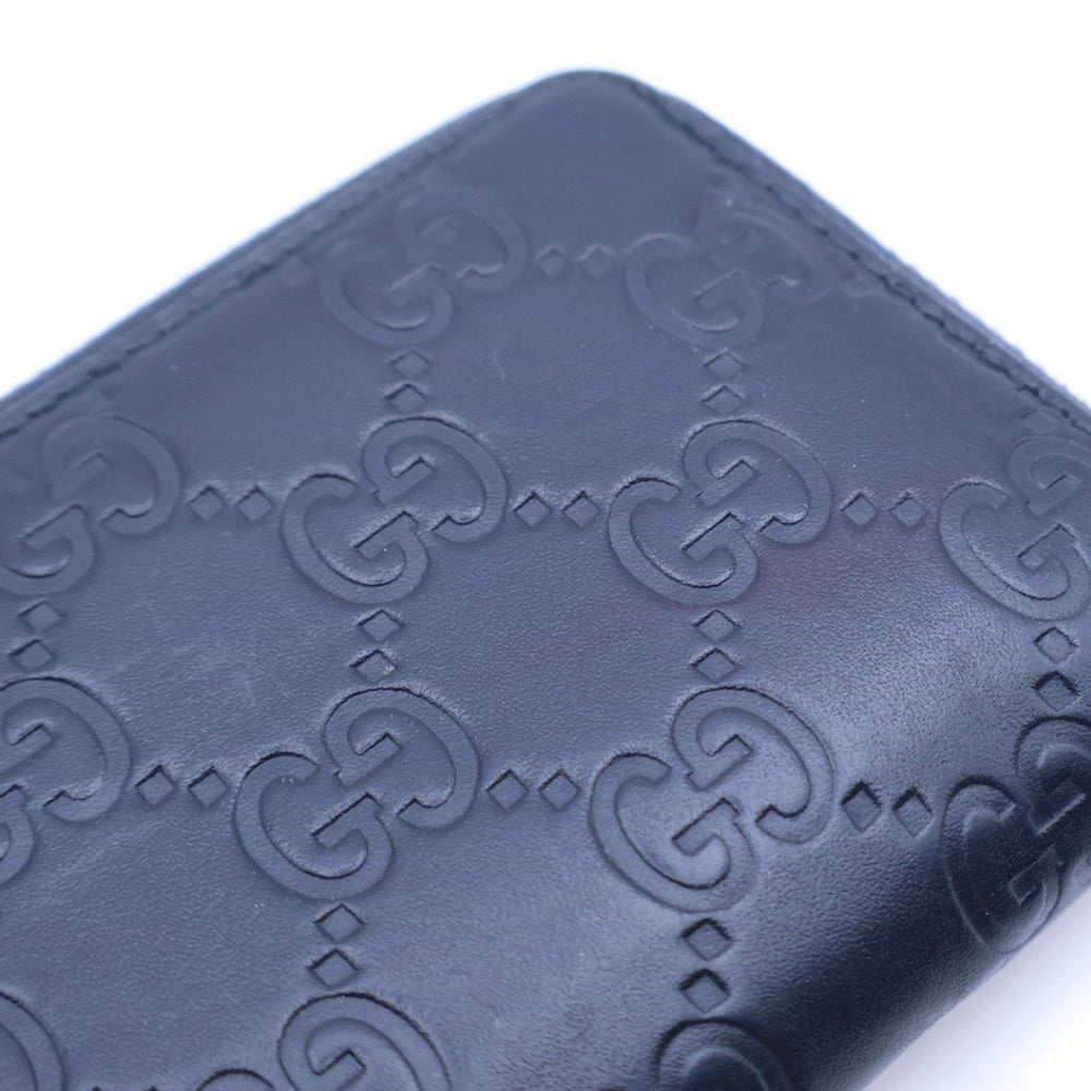 GUCCI(グッチ) GGスプリーム ラウンドファスナーカードケース コインケース ネイビー レザー シルバー金具