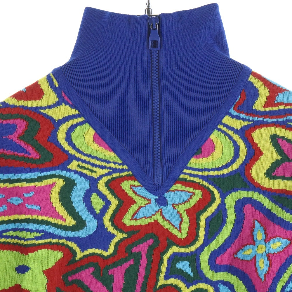 LOUIS VUITTON(ルイヴィトン) 21SS ダミエ ディストーデット ハーフジップニット ブルー/マルチ RM211 ZLW HKN79W