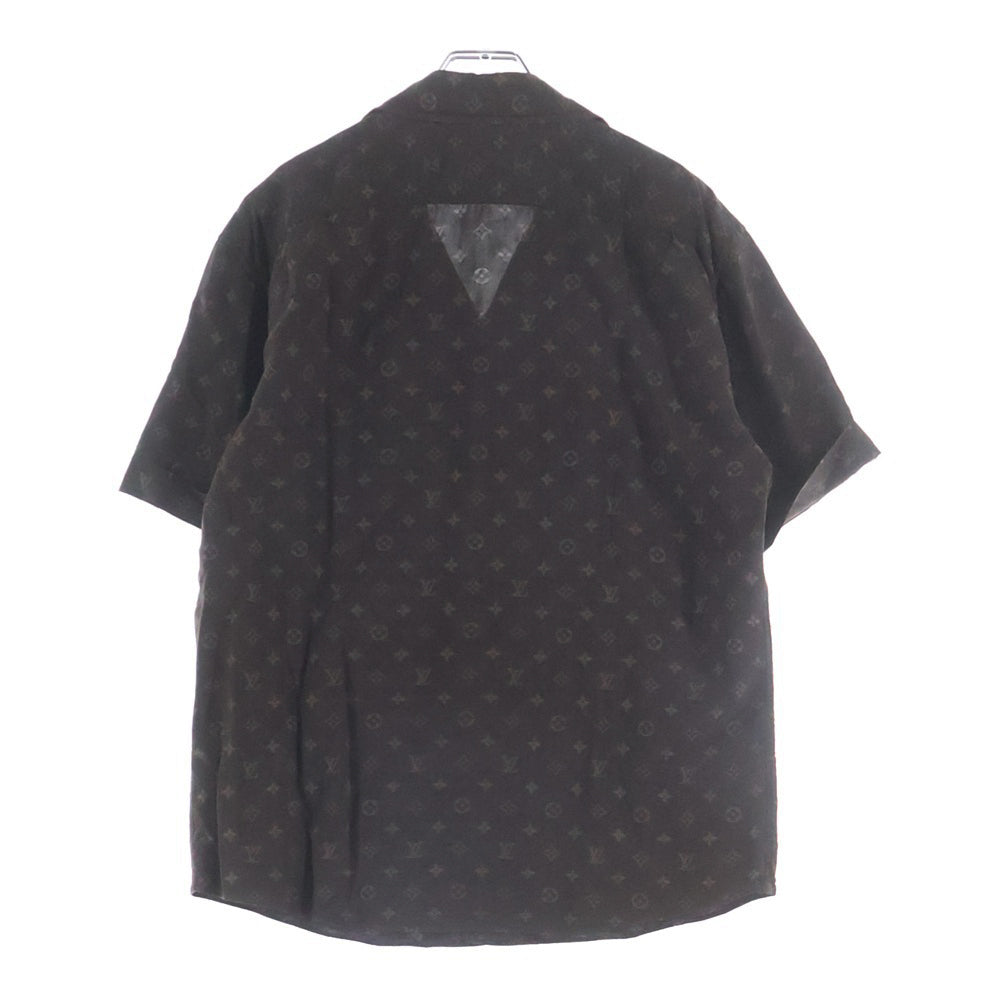 LOUIS VUITTON(ルイヴィトン) 06SS モノグラム総柄 シルク オープンカラー 半袖シャツ ブラウン RM061 MISH81ST2
