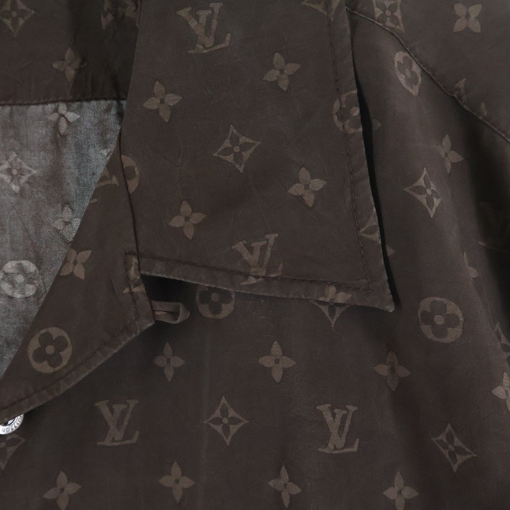 LOUIS VUITTON(ルイヴィトン) 06SS モノグラム総柄 シルク オープンカラー 半袖シャツ ブラウン RM061 MISH81ST2