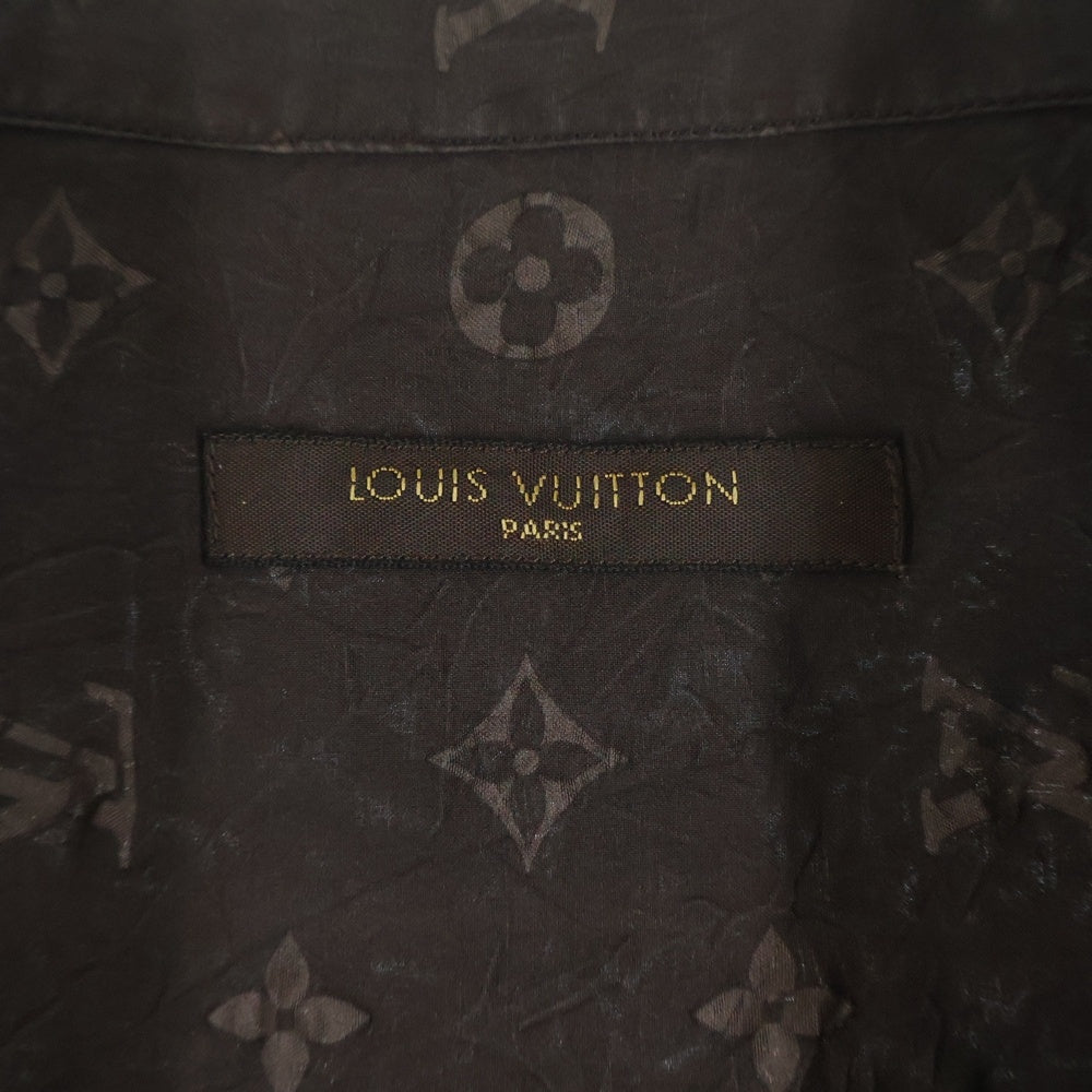 LOUIS VUITTON(ルイヴィトン) 06SS モノグラム総柄 シルク オープンカラー 半袖シャツ ブラウン RM061 MISH81ST2