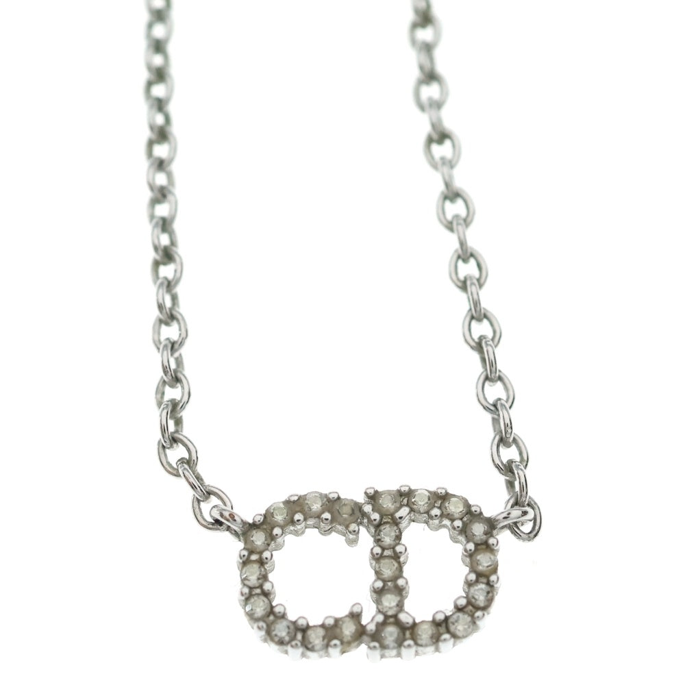 Christian Dior(クリスチャンディオール) CDロゴ ラインストーンネックレス ペンダント シルバー SV レディース