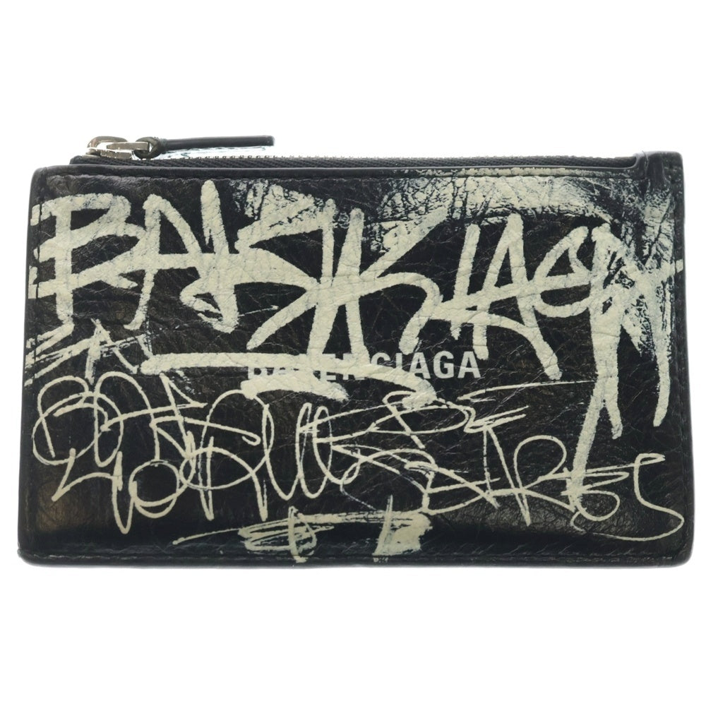 BALENCIAGA(バレンシアガ) グラフティ フラグメント カードケース ブラック レザー 640535