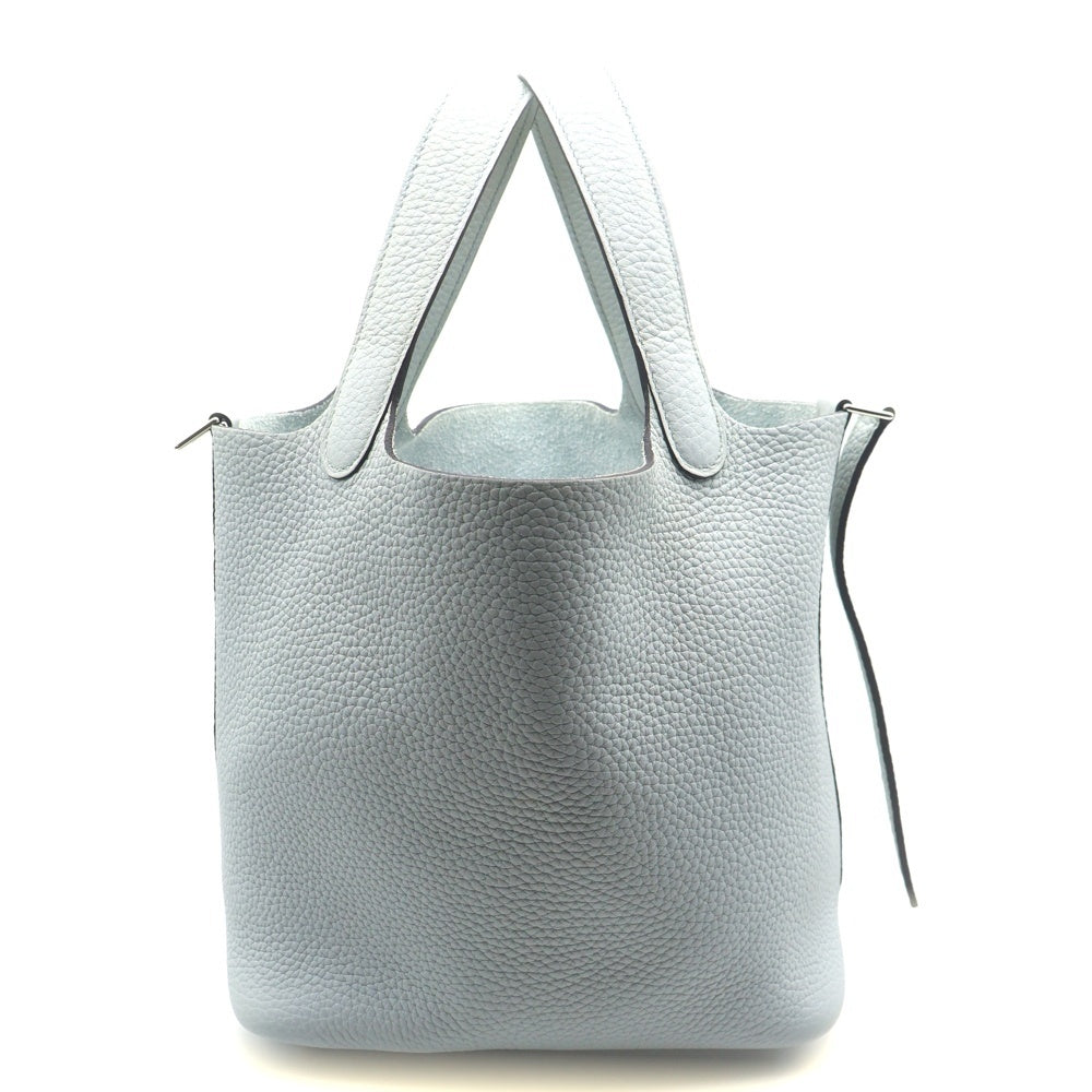 HERMES(エルメス) ピコタンロック PM ブルーペール トリヨンクレマンス ハンドバッグ W刻印 シルバー金具 レディース