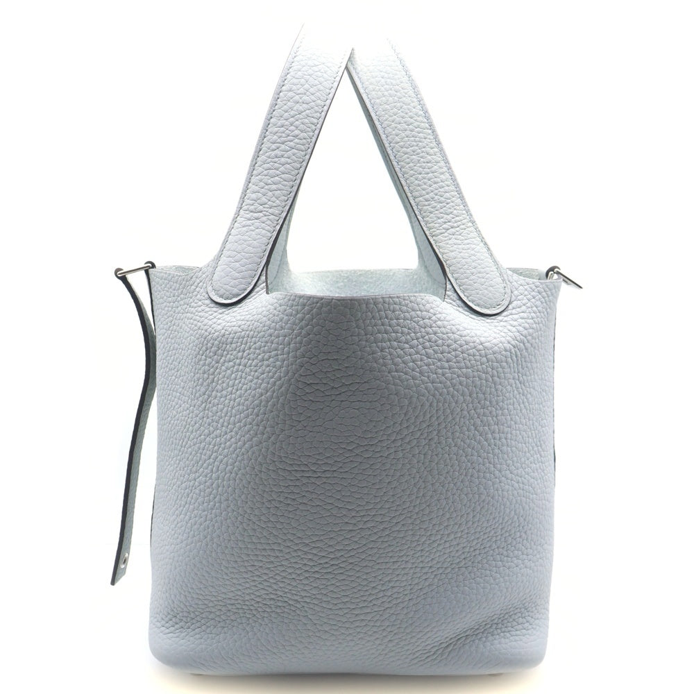 HERMES(エルメス) ピコタンロック PM ブルーペール トリヨンクレマンス ハンドバッグ W刻印 シルバー金具 レディース