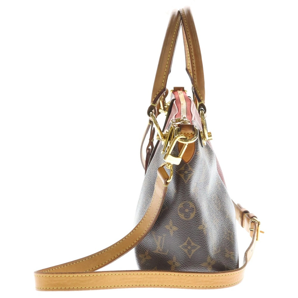 LOUIS VUITTON(ルイヴィトン) モノグラム VトートBB 2WAY ハンド ショルダーバッグ ゴールド金具 ブラウン/レッド M43966 レディース