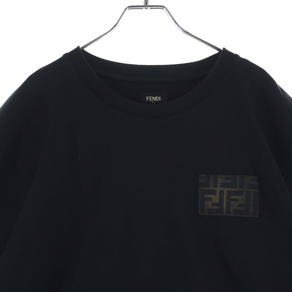 FENDI(フェンディ) ズッカ柄 FFロゴポケット クルーネック 半袖 Tシャツ カットソー ブラック FY0936 AQJA