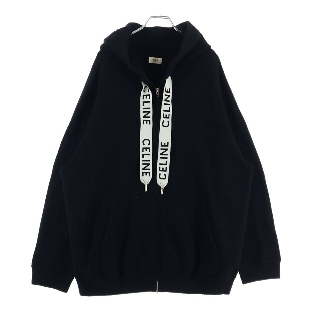 CELINE(セリーヌ) 21AW カシミヤニット ジップアップ パーカー フーディー ブラック 2A77O373N