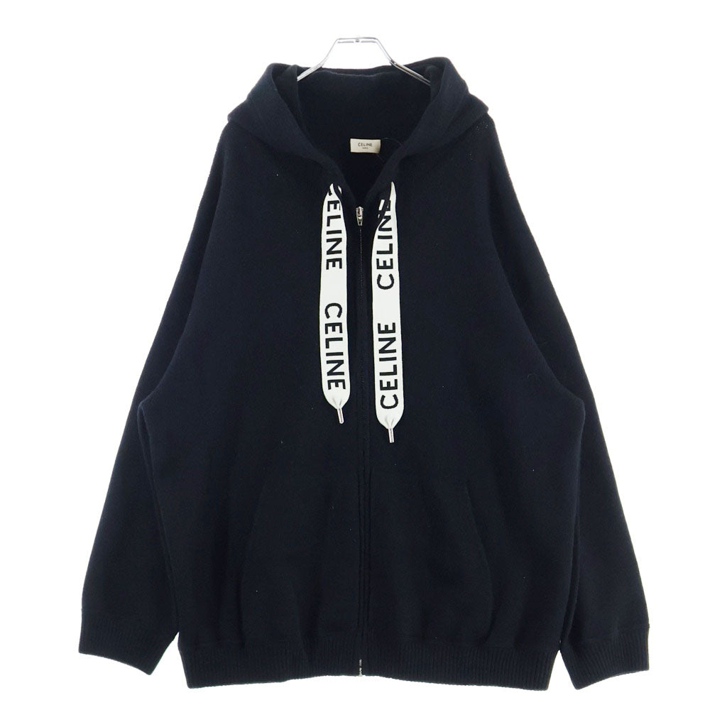 CELINE(セリーヌ) 21AW カシミヤニット ジップアップ パーカー フーディー ブラック 2A77O373N