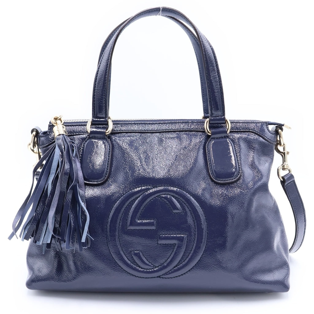 GUCCI(グッチ) ソーホー トート ショルダーバッグ ネイビー パテント 