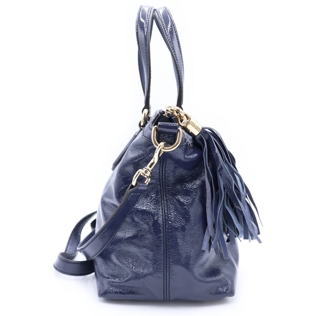 GUCCI(グッチ) ソーホー トート ショルダーバッグ ネイビー パテント 