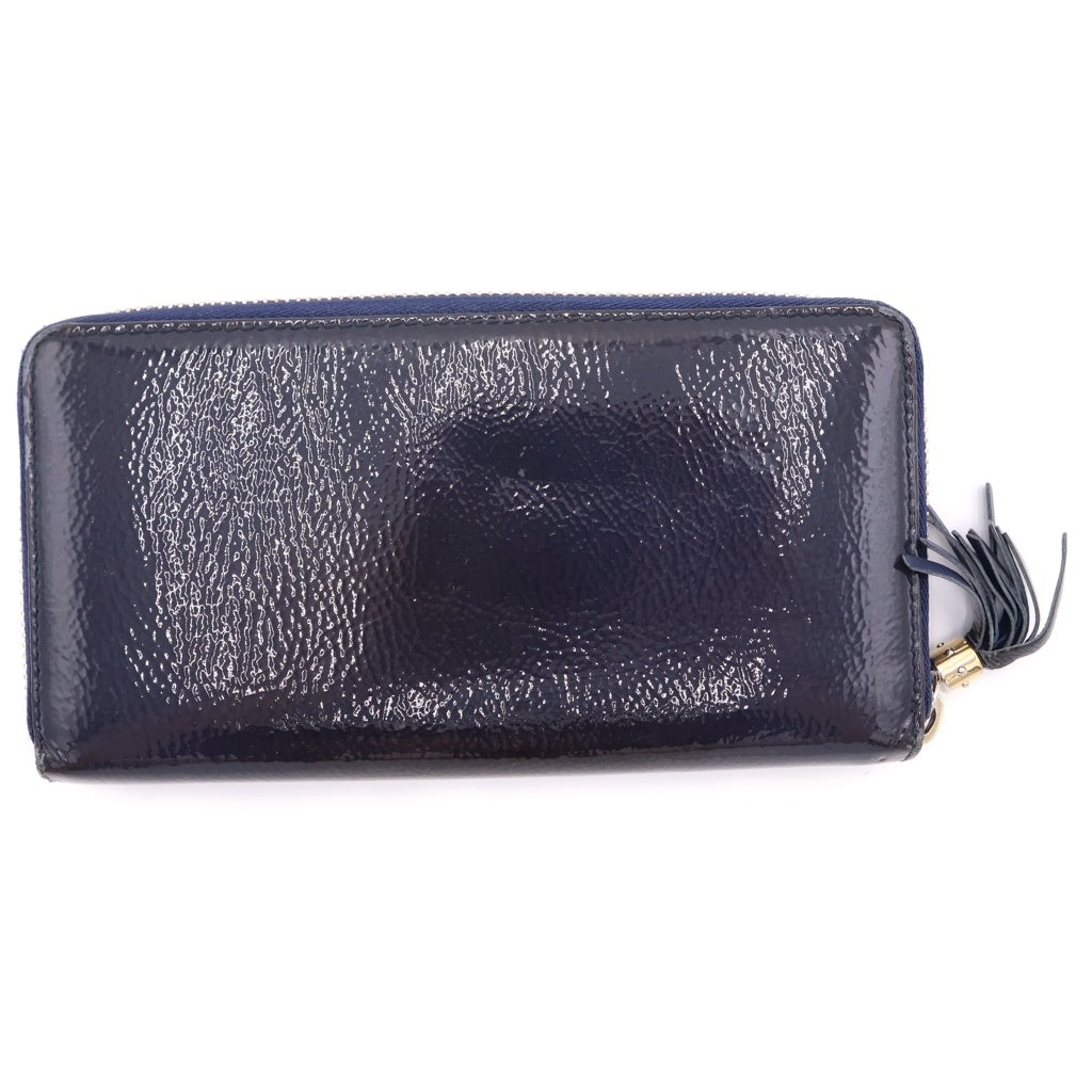 GUCCI(グッチ) ソーホー ラウンドウォレット 長財布 ネイビー パテントレザー 308004 レディース