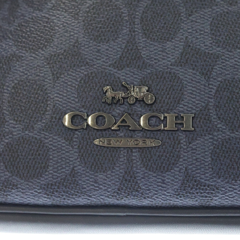 COACH(コーチ) エリアス ベルト バッグ・シグネチャー ウエストバッグ ボディバッグ ショルダーバッグ キャンバス ネイビー ブルー K2447‐CZ400 ブラック金具