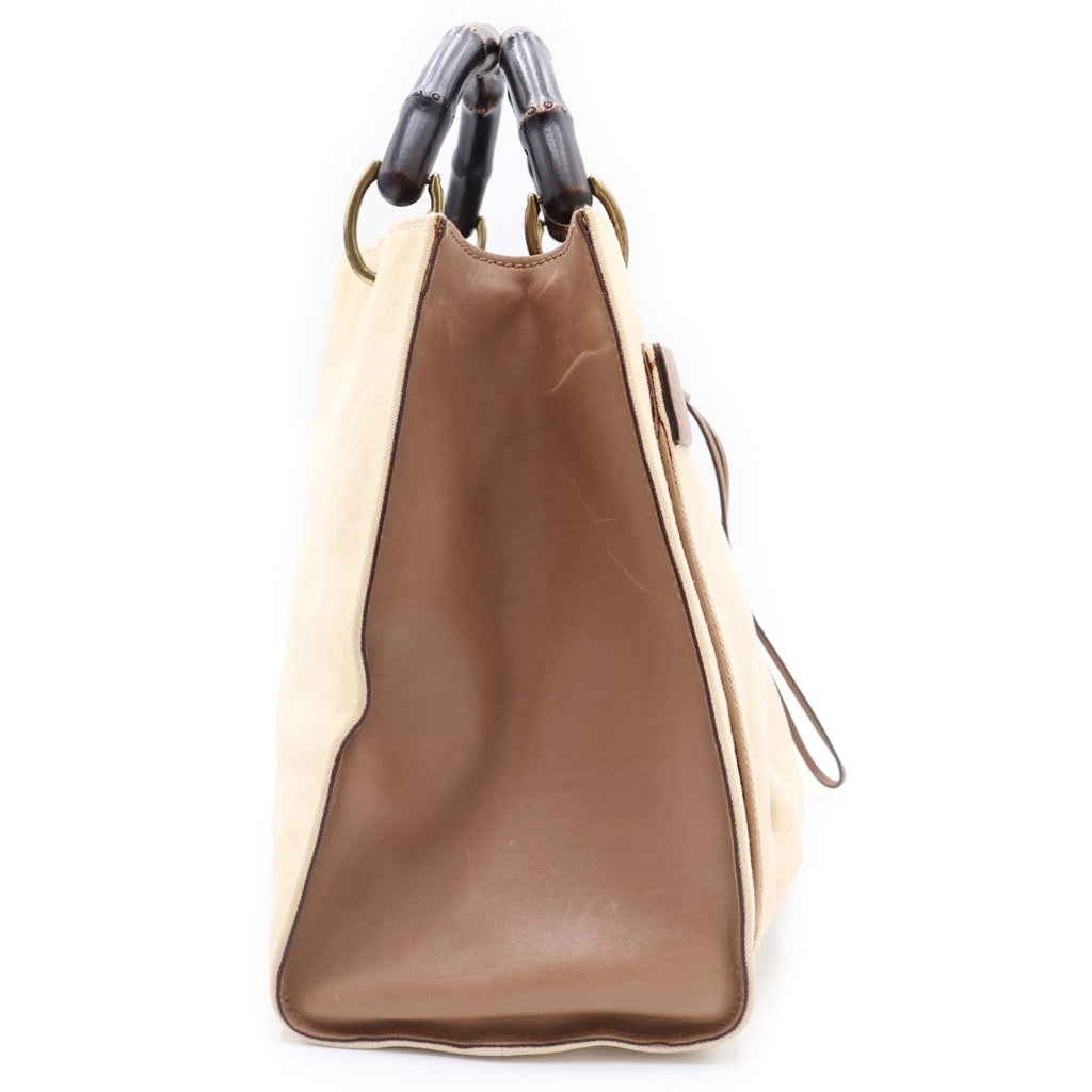 GUCCI(グッチ) バンブー キャンバス トート ハンドバッグ ベージュ/ブラウン 109138 レディース